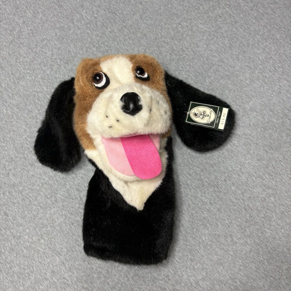 Vintage Geppeddo Deluxe Hand Puppet‎ Hound Dog Plush NWT Moving Mouth Axis